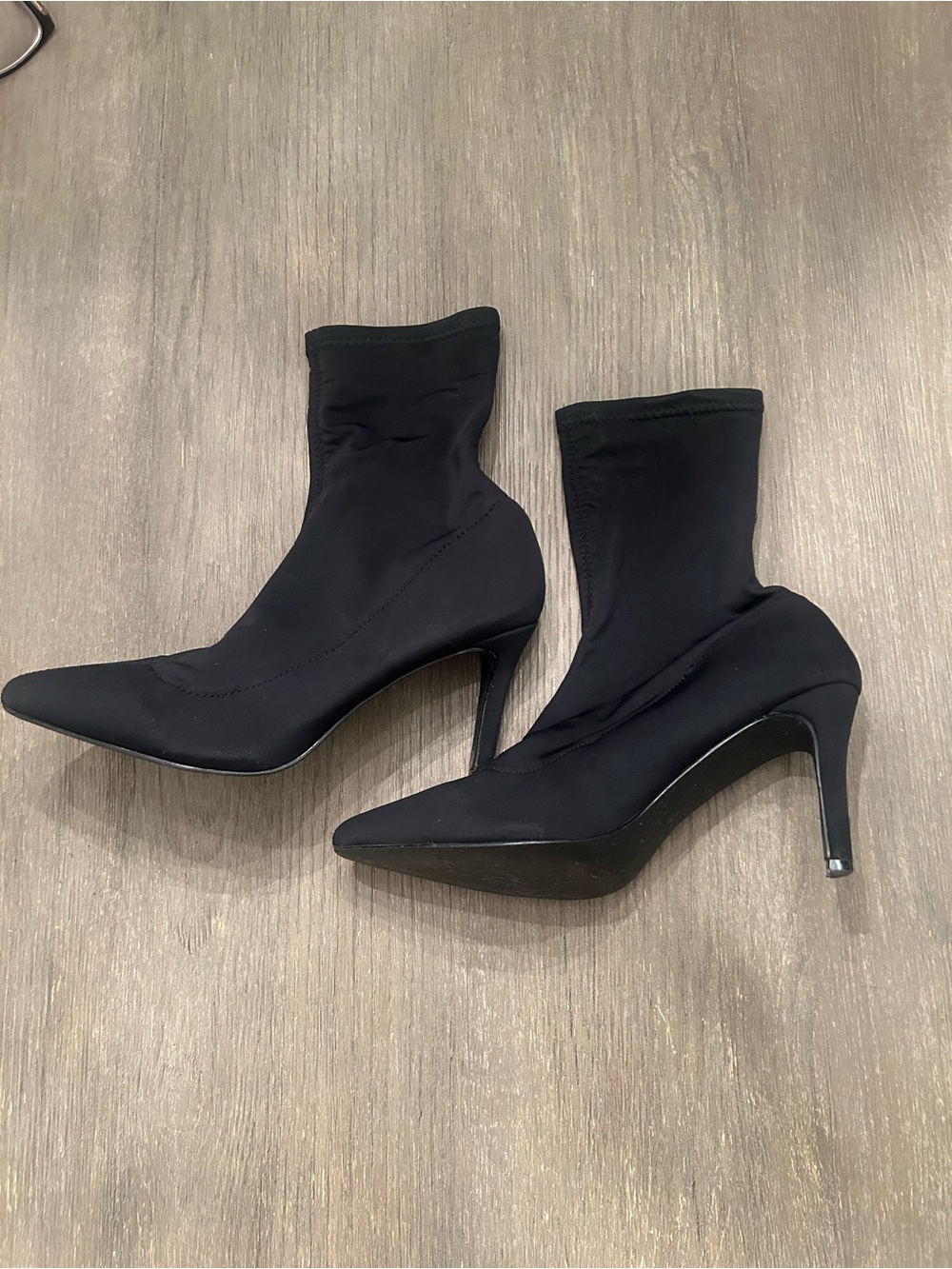 Black Suede Studio Sock Booties with Stiletto Heel - Women's